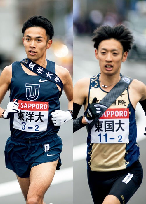 2020年の第96回箱根駅伝ではエース区間の2区で歴史に残る名勝負を繰り広げた相澤（左）と伊藤