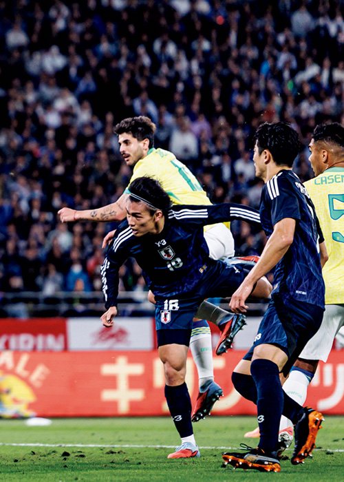 東京スタジアムでのブラジル戦。2－2で迎えた後半26分、上田綺世のヘディング弾で逆転した