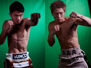 サウジアラビアでメディア対応、ビジュアル撮影をこなした井上尚弥（右）と中谷潤人