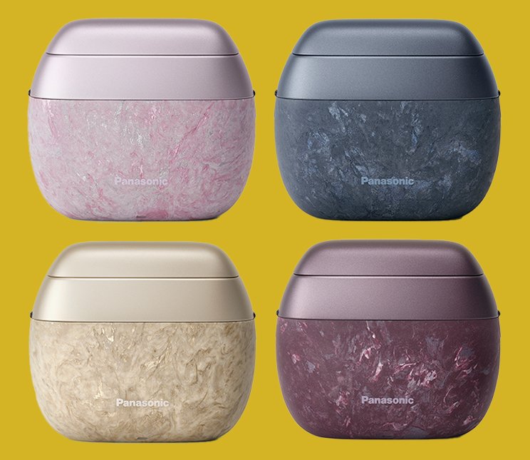 大理石を思わせる高級感溢れるボディは桜、藍、紫、金（左上から時計回り）の全4色が揃う