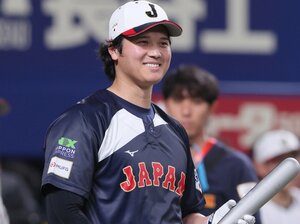 2月27日、中日との壮行試合を前にフリーバッティングに臨む大谷翔平（31歳）